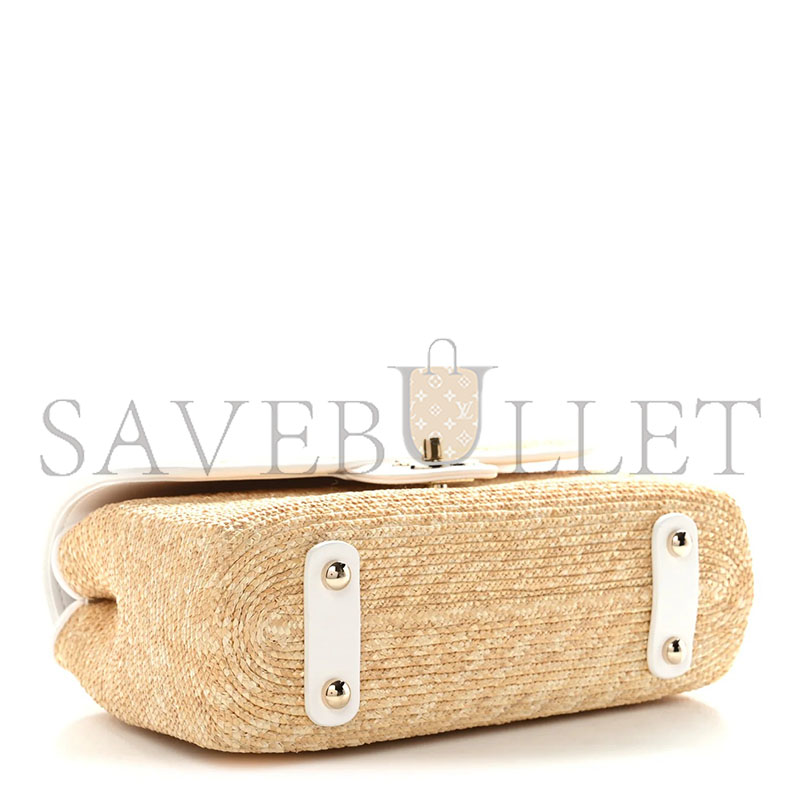 CHANEL MASTER RAFFIA LAMBSKIN SMALL FLAP BAG BEIGE WHITE AS6017 (23*16*8cm)